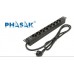 Régua 19p 8 tomadas Phasak 16A 3500W 250V preto 1.5m