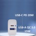Carregador Ewent USB C e USB A 30W EW1325