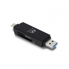 Leitor de Cartões EWENT EW1075 USB-C/A, SD/microSD 5Gbps, Preto