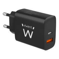 Carregador EWENT EW1319: USB-C/USB-A, 20W, Carregamento Rápido, Universal