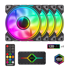 Kit Ventoinhas Gamemax DRH400 4x120mm aRGB, Hub, PWM, Gaming Kit Ventoinhas Gamemax DRH400 4x120mm aRGB, Hub, PWM, Gaming