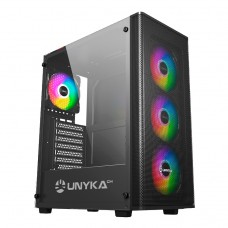 Caixa Gaming Unyka MIR 100 ATX, ARGB, 4 Ventoinhas, Design Moderno