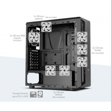 Caixa NOX Infinity ATOM RGB ATX, Vidro Temperado, 2x USB 2.0, 1x USB 3.0