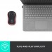 Rato Logitech M185, Vermelho, Sem fios, Óptico, 1000 DPI, 3 Botões