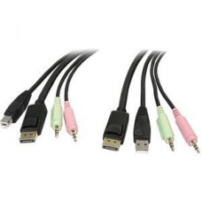 Cabo KVM StarTech.com DisplayPort 4-em-1 com Áudio e Microfone - 1,8m