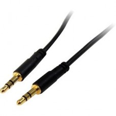 StarTech.com 15 ft. (4.6 m) 3.5mm Audio Cable - 3.5mm Slim Audio Cable - Gold Plated Connectors - Male/Male - Aux Cable (MU15MMS) - Cabo de áudio - mini-phone stereo 3.5 mm macho para mini-phone stereo 3.5 mm macho - 4.6 m - preto - para P/N: KITBXAV