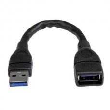 StarTech.com 6in Short USB 3.0 Extension Adapter Cable (USB-A Male to USB-A Female) - USB 3.1 Gen 1 (5Gbps) Port Saver Cable - Black (USB3EXT6INBK) - Cabo de extensão USB - USB Tipo A (F) para USB Tipo A (M) - USB 3.0 - 15.2 cm - moldado - preto - pa