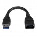 StarTech.com 6in Short USB 3.0 Extension Adapter Cable (USB-A Male to USB-A Female) - USB 3.1 Gen 1 (5Gbps) Port Saver Cable - Black (USB3EXT6INBK) - Cabo de extensão USB - USB Tipo A (F) para USB Tipo A (M) - USB 3.0 - 15.2 cm - moldado - preto - pa