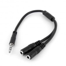 Headset adapter with headphone/mic plugs Headset adapter with headphone/mic plugs