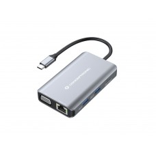 Conceptronic DONN21G 7-in-1 USB 3.2 Gen 1 Docking Station, HDMI, VGA, GbE LAN, USB-A 3.0 x 3, 100W USB PD