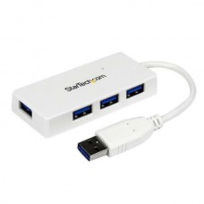 Portable 4 Port Mini USB 3.0 Hub - White