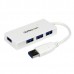 Portable 4 Port Mini USB 3.0 Hub - White