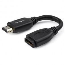 StarTech.com 6in High Speed HDMI Port Saver Cable with 4K 60Hz - Short HDMI 2.0 Male to Female Adapter Cable - Port Extender (HD2MF6INL) - Cabo de extensão HDMI - HDMI macho reto para HDMI fêmea reto - 15.2 cm - proteção dupla - preto - suporte de 4K