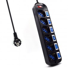 Regleta Ewent 5 Tomas Shucko Interruptor Individual Negro
