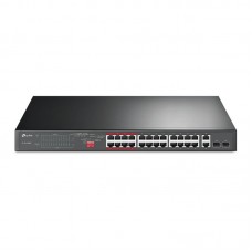 TP-LINK 26-Port 10/100Mbps PoE+ Switch 24 10/100Mbps PoE+ Ports 2 Gigabit RJ45 Ports 2 Combo SFP Slots 802.3at/af 250W PoE