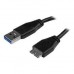 StarTech.com Cabo Micro USB 3.0 Slim - M/M - Micro USB de ângulo para a direita - 0,5 m - Cabo USB - Micro USB Tipo B (M) para USB Tipo A (M) - USB 3.0 - 50 cm - moldado - preto - para P/N: S2510BU33PW, S251BMU3FP, S251BRU33, SLSODDU33B, SM2NGFFMBU33
