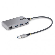 StarTech.com 3-Port USB Hub with Ethernet, 3x USB-A Ports, Gigabit Ethernet RJ45, USB 3.0 5Gbps, Bus-Powered, USB Hub w/ GbE and 1ft/30cm Long Cable, Portable Laptop USB Hub - 5G3AGBB-USB-A-HUB