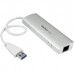 StarTech.com 3-Port USB 3.0 Hub with Gigabit Ethernet - Up to 5Gbps - Portable USB Port Expander with Built-in Cable (ST3300G3UA) - Hub - 3 x SuperSpeed USB 3.0 + 1 x 10/100/1000
