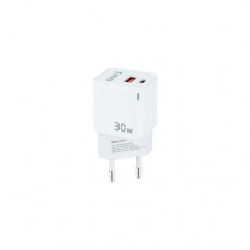 Tooq Cargador de Pared Gan Usb-C/Pd + Usb-A/Qc 30w - Blanco