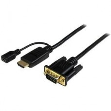 StarTech.com HDMI to VGA Cable - 3 ft / 1m - 1080p - 1920 x 1200 - Active HDMI Cable - Monitor Cable - Computer Cable (HD2VGAMM3) - Cabo adaptador - HDMI, Micro-USB Tipo B (apenas alimentação) para HD-15 (VGA) macho - 1 m - preto - ativo, suporte 192