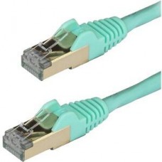 StarTech.com 3m CAT6A Ethernet Cable, 10 Gigabit Shielded Snagless RJ45 100W PoE Patch Cord, CAT 6A 10GbE STP Network Cable w/Strain Relief, Aqua, Fluke Tested/UL Certified Wiring/TIA - Category 6A - 26AWG (6ASPAT3MAQ) - Cabo patch - RJ-45 (M) para R